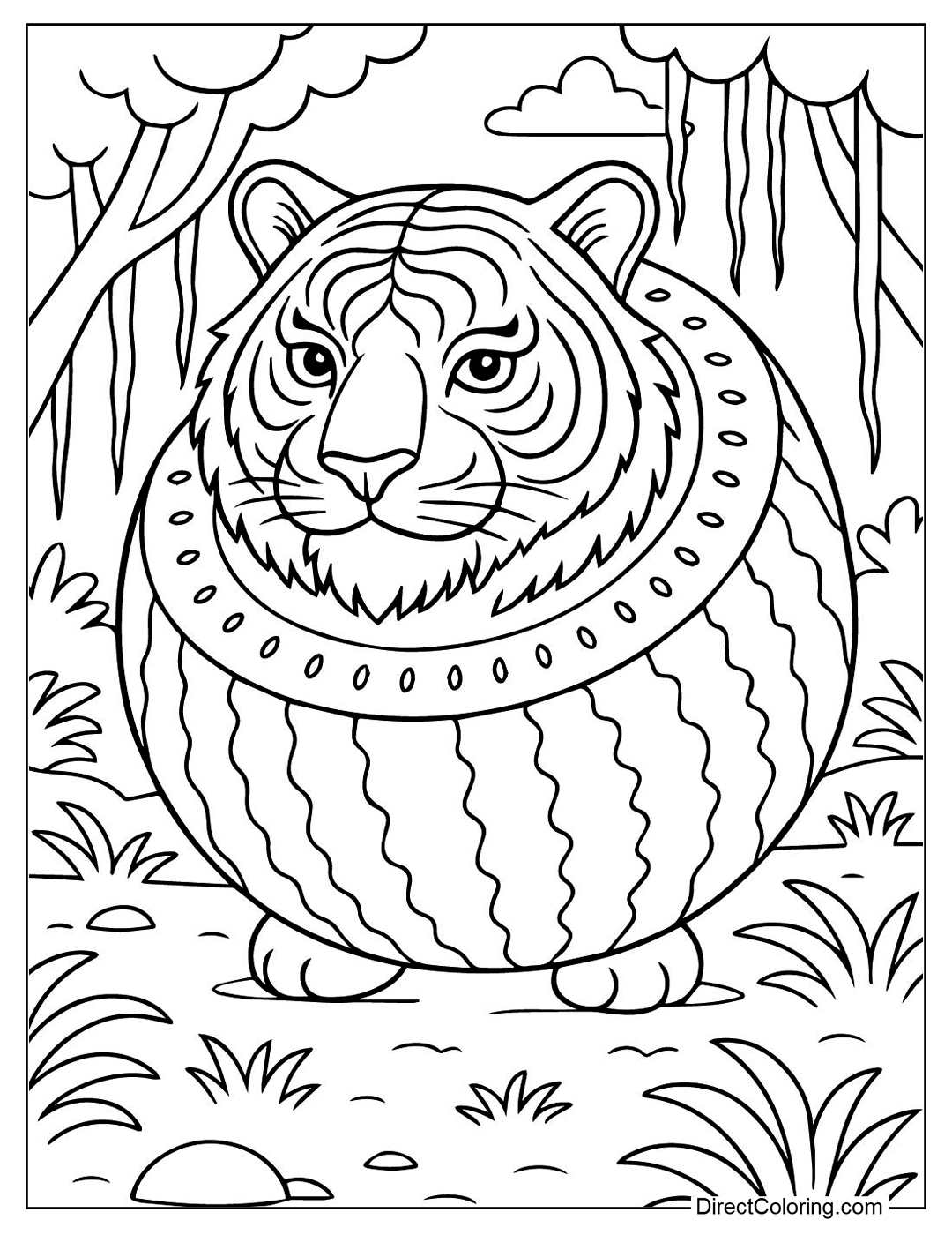 Tigrrullini Watermellini Coloring Page